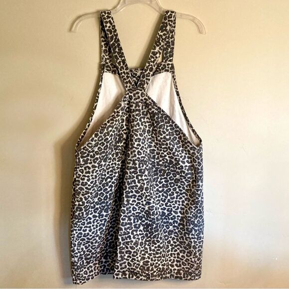 PrettyLittleThing Leopard Pinafore Denim Dress Brown Black Size US 8 UK 12 - Picture 8 of 11